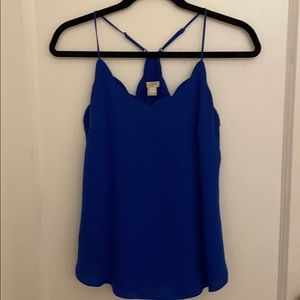 J. Crew Blue Scalloped Tank Cami